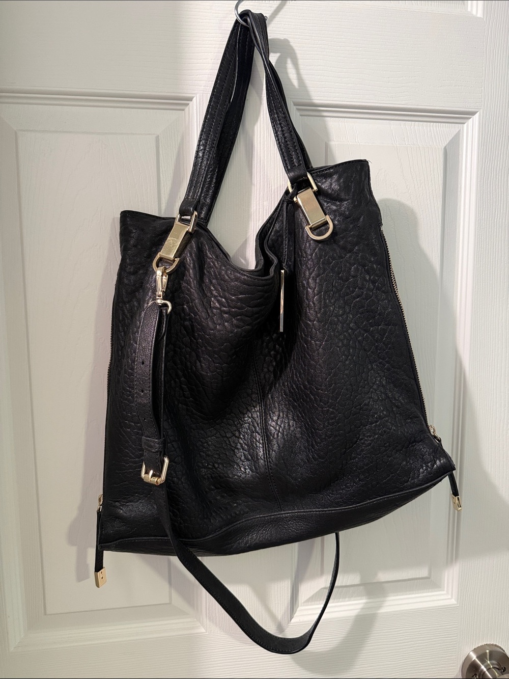 Vince Camuto Black Leather Tote Shoulder Bag